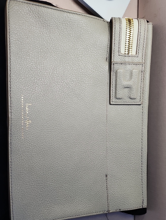 India Hicks Handbags - India Hicks "Big Zipper" Pebble Leather Clutch